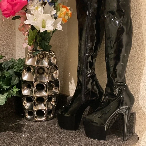 Pleaser Shoes Pleaser Black Thigh High Boots Poshmark